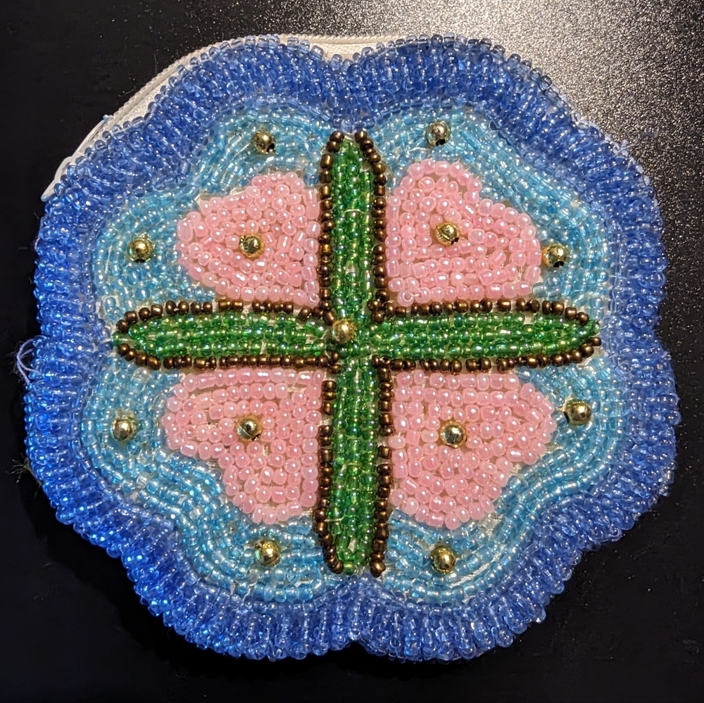 Blue Beaded Coin Pouch